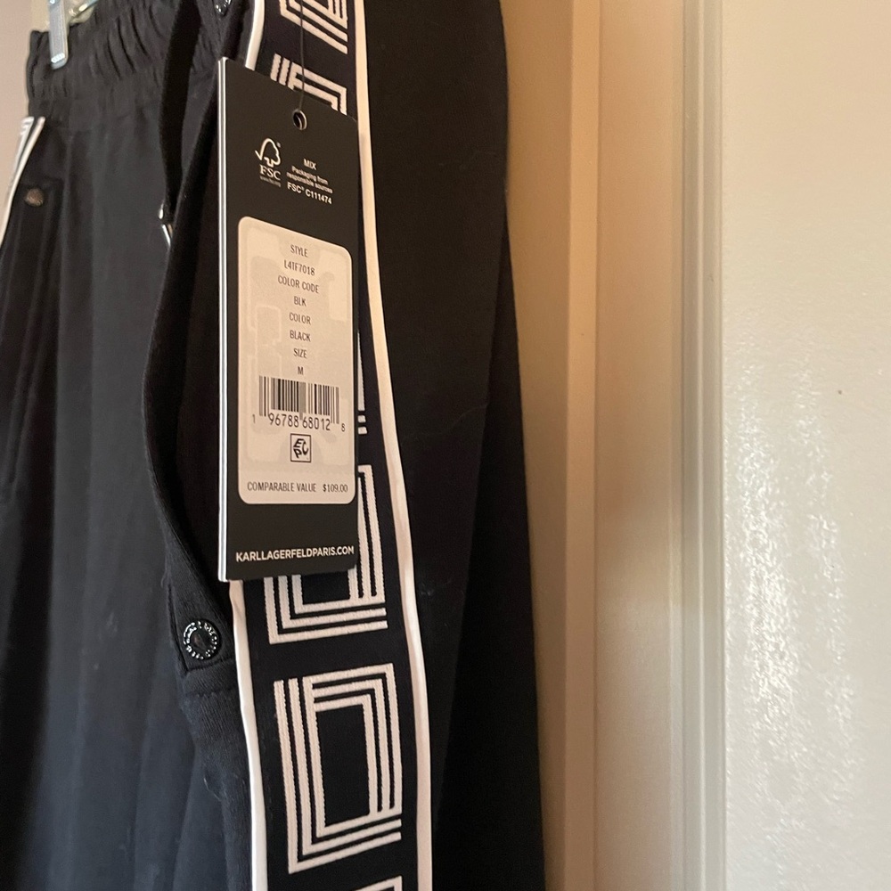 Karl Lagerfeld Black Joggers with Geometric Trim